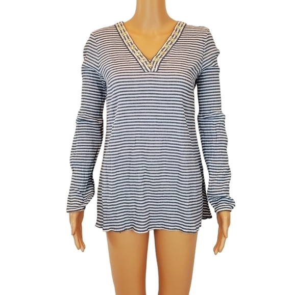 Michael Michael kors v-neck long sleeve stripe top - Picture 1 of 9